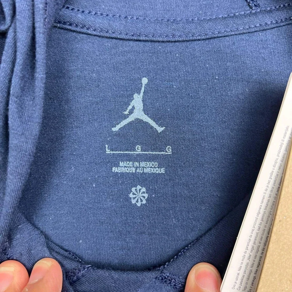 Air Jordan Michigan Wolverines Hoodie Shirt Men Large Navy Blue Jumpman New L
